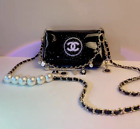 Chanel Beauté Logo Black Case Cosmetic Makeup Bag Glossy Pouch Clutch Authentic