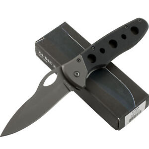 Kabar Agama Black G-10 Handles Folding Pocket Knife 3076 Plain Edge Blade