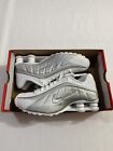 New Women’s Size 9 White Silver Nike Shox R4 Running Shoes AR3565 101