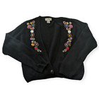 Silk Angora Women's Cardigan Sweater Size Large Vintage Gemstone Accents
