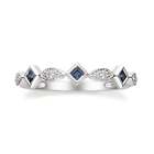 Gin and Grace Lena 18K White Gold Square-Cut Ceylon Blue Sapphire Ring 0.24tcw 6