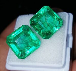 Natural Colombian Emerald Pair 8-10 Ct Loose Gemstone CERTIFIED Square Cut ZE20