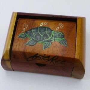 New ListingWooden Trinket Jewelry Decor Box Hand Painted Turtle 2.5