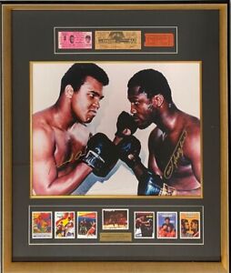 Muhammad Ali & Joe Frazier Autograph Signed Photo 16x20 & 3 Tickets FRAMED COA