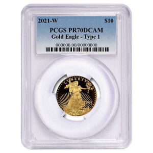 2021-W Proof $10 Type 1 American Gold Eagle 1/4 oz PCGS PR70DCAM Blue Label