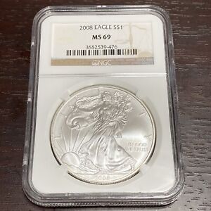 2008 SILVER AMERICAN EAGLE NGC MS69