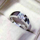 Men's Solid 14k White Gold Engagement Ring 1Ct Solitaire Moissanite Round Cut