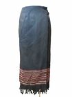 Worthington Wraparound Skirt Size 12 Boho Indian Wool Blend Fringe Maxi