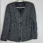 Lafayette 148 Blazer Tweed Faux Leather Trim Lined Collarless Speckled Womens 14