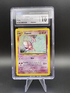 Espeon Pokémon (2001) Neo Discovery Holo 1/75 CGC 10 Gem Mint PSA W/ SWIRL🌀