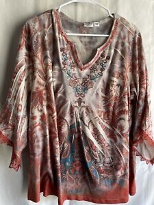 Cato  Shirt Plus Size 22/24w  3/4 Bell Sleeve Blouse Top Multicolored Sale