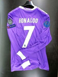 Real Madrid 2016-17 Purple Long Sleeve Ronaldo #7 UCL Final Cardiff Jersey