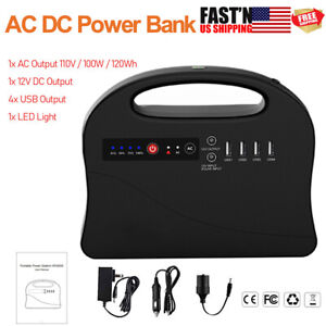 100W Portable Power Station Camping Battery Bank AC DC Charger Solar Generator