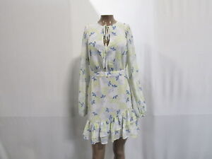 Ted Baker Womens Suziiee Waisted Mini Dress Asymmetric Ruffles Size 2 Sky Blue