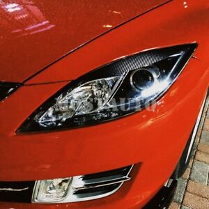 2X For Mazda 6 Mazda6 Carbon Fiber Headlight Eyebrow Eyelid Cover Trim 2009-2013 (For: Mazda 6)