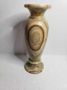 Onyx Marble Swirled  Vase in Browns 8in Tall Great Condition
