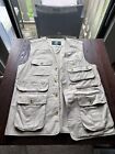 Vintage Orvis Fly Fishing Vest Size M Tan Fly Patch Multi Pocket Button Up