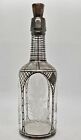 Antique Victorian Sterling Overlay Glass Decanter with Etched Scottish Thistles