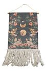Hanging Wall Tapestry Moon Stars Floral Boho Ethereal Mystic Fringe