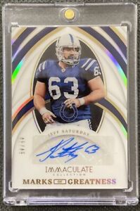 2022 Immaculate Collection Marks of Greatness 14 Jeff Saturday Auto 35/49