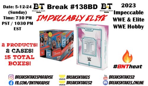 New ListingSHOTZI 2023 WWE Elite + Impeccable Hobby 2 CASE (15 BOX) Break #138BD
