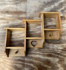 Vintage Shabby Chic Heart Cutout Shadow Box Wood Knick Knack Step Shelf Display