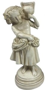 HIP MOREAU Statue by ALEXANDER BACKER CO ~10” Girl Holding Fruit Jug On Shoulder