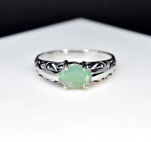 Untreated Natural Green Emerald 3Gm 925 Sterling Silver Men's Engagement Ring