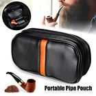 Durable Soft Leather Portable smoking Pipe Case/Bag Holds 2 Pipes+Tobacco Pouch~