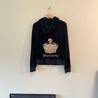 Vintage Juicy Couture Full Zip Blue Velour Bedazzled Size Large Crown Y2K Glam