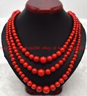 Charming Natural 6-14mm Red South Sea Coral Round Gemstone Beads Necklace 18-20