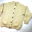 Vintage 80s Cable Knit  Irish Wool Cardigan Cladyknit Loose Chunky Womens M