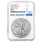 2021 $1 Type 2 American Silver Eagle NGC MS69 ER Blue Label