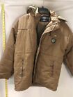 Portofino Uomo Italy Mens Brown Long Sleeve Hooded Full-Zip Puffer Jacket Size M