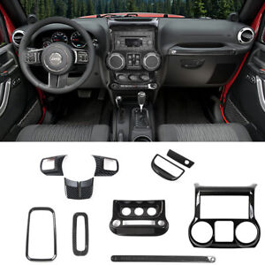10PCS Dashboard Control Panel Cover Trim For Jeep Wrangler JK & Unlimited 2011+ (For: Jeep)