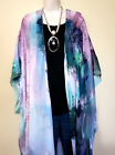 Kimono Art to Wear Purple Green Watercolo Duster Plus One Size 1X 2X 3X 4X NWT B