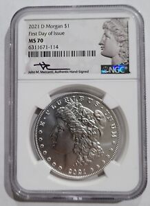 2021-D Morgan Silver Dollar - NGC MS70 - First Day Of Issue - Mercanti Signed