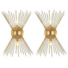 2 Pack Gold Wall Sconce, Starburst Wall Sconces Set of Two Over Mirror, Mid C...