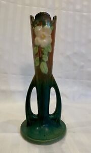 New ListingVintage 1940’s Roseville Pottery 995-7” White Rose Double Handled Bud Vase