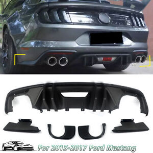 MATTE BLACK FOR FORD MUSTANG 15-17 GT500 STYLE REAR LOWER LIP DIFFUSER VALANCE