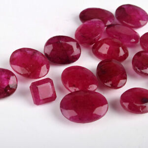 Natural Red Ruby Loose Gemstones Lot, Faceted Mix Cut Red Ruby 81 Ct./10 Pcs