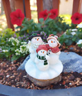 VINTAGE NEW  HOME INTERIORS JAR CANDLE TOPPER - SNOWMAN FAMILY CHRISTMAS