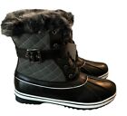 DREAM PAIRS Women 10 Grey Waterproof Faux Fur Lined Snow Boots Zip Up Winter