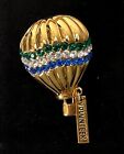Gold Tone Multi Rhinestone Hot Air Balloon Brooch Vintage Jewelry Lot B