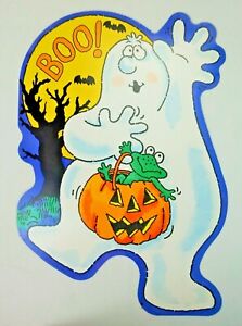 Vtg Die Cut Halloween Ghost with Jack-O-Lantern Pumpkin Hallmark 1988 Decoration
