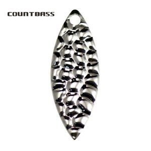 50Pcs Stainless Steel Nickel Willow Leaf Spinner Blades Hammered Finish Size 3