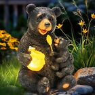 Solar Garden Statues Loving Bear Figurine Lights for Outdoor, Yard, Patio, Garde