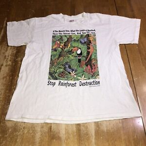 1993 Vintage Human-i-tees Rainforest Destruction L T-Shirt Tee Vtg 90s Nature
