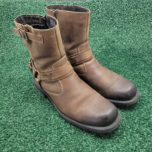 Natha Leather Motorcycle Coach Biker Harness Engineer Boots Mens Size 13 D Brown