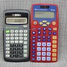 Texas Instruments Calculator Lot of 2 TI-30xa w/ Cover Insert & TI-10 Red